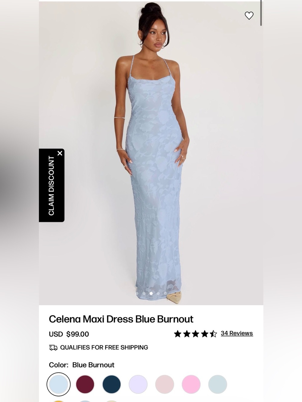 Princess Polly Celena Maxi Dress Blue Burnout
